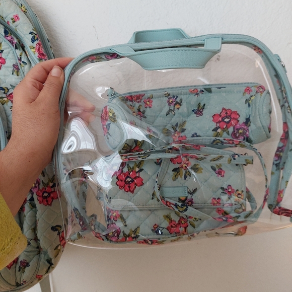 Vera Bradley Iconic XL Campus Backpack in the Water Bouquet pattern - Picture 2 of 11